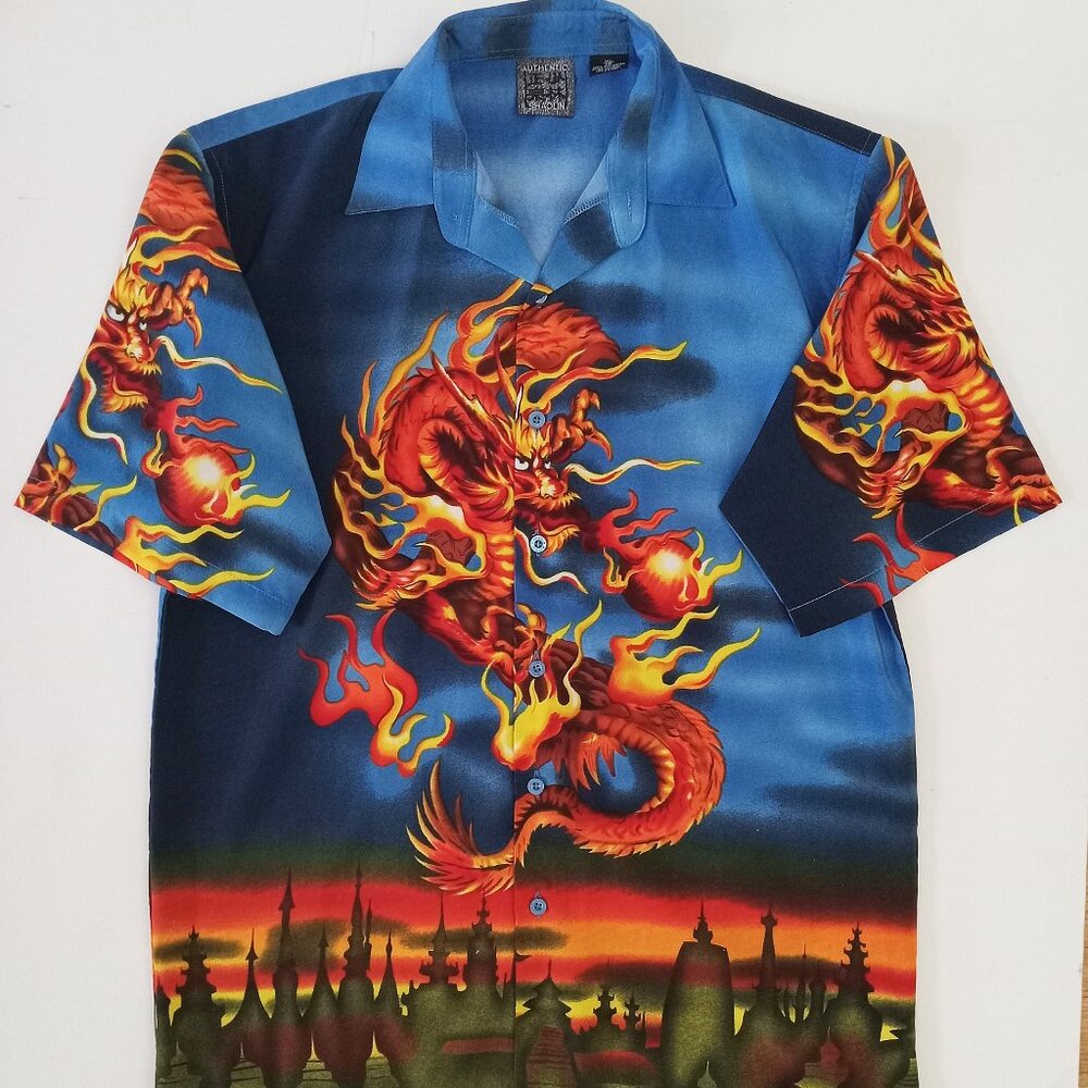 Vintage Dragon Bowling Shirt, XL